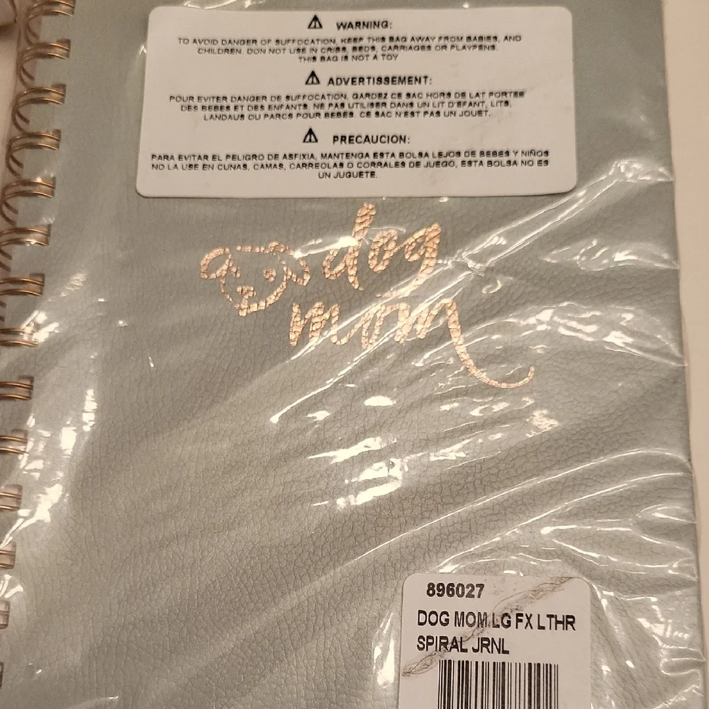 Leather Pet Mom Grey Journal Spiral Sealed  Comes With Designer Pen Silver